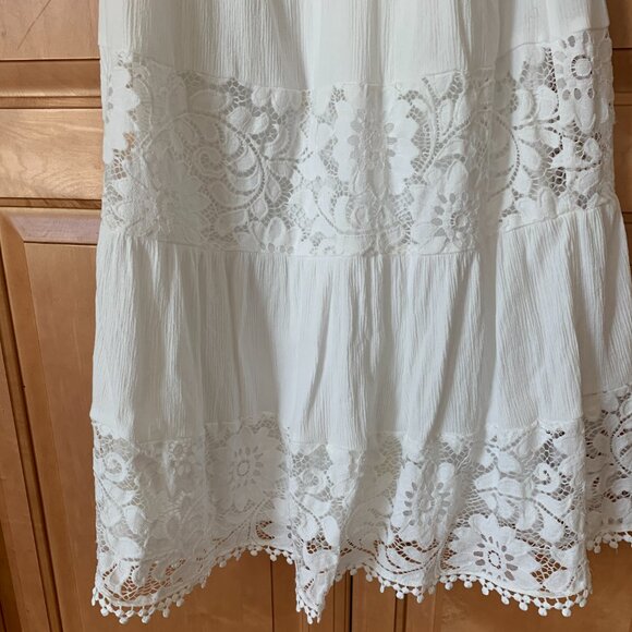 Lace and Gauze Dress Spaghetti Straps and Drop Sleeve - Picture 9 of 11